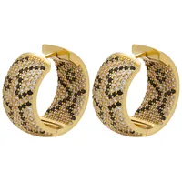 Micro-inlaid Zircon Leopard Print Heart Pattern Geometric Copper Earrings sku image 11