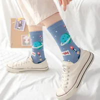 Autumn And Winter New Tube Socks Outer Space Series Cartoon Cotton Socks Wholesale main image 2