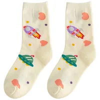 Autumn And Winter New Tube Socks Outer Space Series Cartoon Cotton Socks Wholesale main image 5