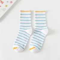 Socks Women's Tube Socks Autumn And Winter Stockings Blue Stripes College Style Stockings sku image 1
