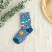 Autumn And Winter New Tube Socks Outer Space Series Cartoon Cotton Socks Wholesale sku image 3