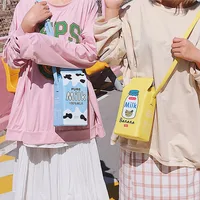 New Trendy Fashion Milk All-match Color Printing Korean Small Square Bag main image 1