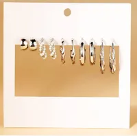 New Normcore Metal Earrings Suit 5 Pairs Of Creative Simple Gold Round Ring Earrings Inlaid Pearl Earrings sku image 6