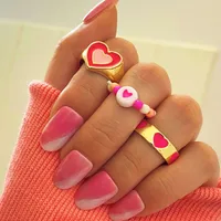 New Creative Simple Resin Alloy Women's Tail Ring Ring Color Ring Set main image 2