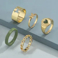 New Creative Simple Resin Alloy Women's Tail Ring Ring Color Ring Set main image 4