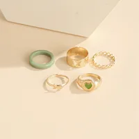 New Creative Simple Resin Alloy Women's Tail Ring Ring Color Ring Set main image 5