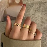 Fashion Creative Simple Fashion Geometric Chain Opening Twist Ring Three-piece Set main image 1