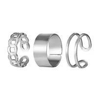 Fashion Creative Simple Fashion Geometric Chain Opening Twist Ring Three-piece Set main image 3