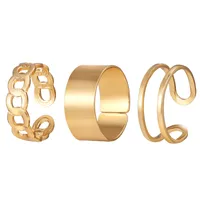 Fashion Creative Simple Fashion Geometric Chain Opening Twist Ring Three-piece Set main image 4