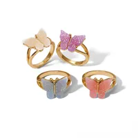 New Creative Simple Resin Alloy Women's Tail Ring Ring Color Ring Set sku image 2