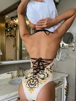 Retro Printed Swimsuit One-piece Bikini Female Swimsuit European And American Swimwear main image 3