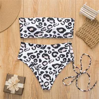 Europe And America New Solid Color High Waist Sexy Chest Strap Bikini sku image 11