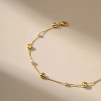New 18k Gold-plated European And American Minimalist Jewelry Pearl Bracelet main image 4