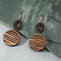 Geometric Wood No Inlaid Earrings main image 2