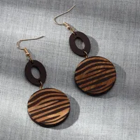 Geometric Wood No Inlaid Earrings main image 3