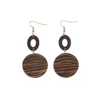 Geometric Wood No Inlaid Earrings main image 5