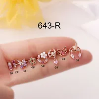 Ear Cartilage Rings & Studs Geometric 316 Stainless Steel  Copper Plating sku image 12