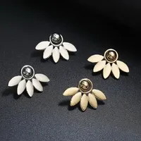 New Crystal Heart Asymmetrical Leaf Pendant Earrings Wholesale main image 3