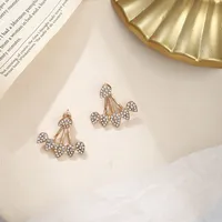 New Crystal Heart Asymmetrical Leaf Pendant Earrings Wholesale main image 4