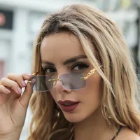 Cheetah Decoration Sunglasses  New Frameless Square Retro Leopard Metal Sunglasses main image 1