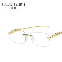 Cheetah Decoration Sunglasses  New Frameless Square Retro Leopard Metal Sunglasses main image 5