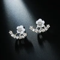 New Crystal Heart Asymmetrical Leaf Pendant Earrings Wholesale sku image 4