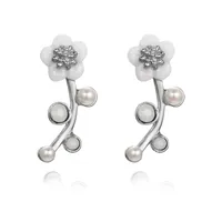 New Crystal Heart Asymmetrical Leaf Pendant Earrings Wholesale sku image 2