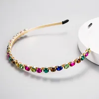 European And American Style Inlaid Glass Rhinestone Colored Diamond Hairband main image 4