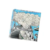 New Style Hand-curled Silk Scarf 90cm Twill Square Scarf City Street Printing Shawl Headscarf main image 5