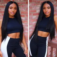 European And American Black Long Straight Hair Wig Wholesale main image 3