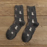 Kitten Wool Socks Female Thickened Winter Retro Pile Socks sku image 4