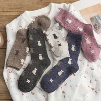 Kitten Wool Socks Female Thickened Winter Retro Pile Socks sku image 6