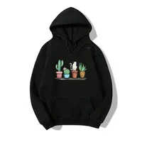 Hooded Cat Plant Pop-print Long-sleeved Fleece Sweatshirt main image 5