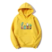 Hooded Cat Plant Pop-print Long-sleeved Fleece Sweatshirt main image 3