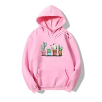 Hooded Cat Plant Pop-print Long-sleeved Fleece Sweatshirt main image 2