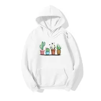 Hooded Cat Plant Pop-print Long-sleeved Fleece Sweatshirt sku image 12
