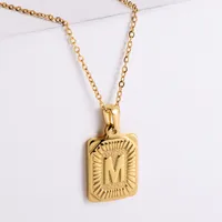 304 Stainless Steel 18K Gold Plated Simple Style Plating Letter No Inlaid Pendant Necklace main image 2