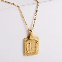 304 Stainless Steel 18K Gold Plated Simple Style Plating Letter No Inlaid Pendant Necklace main image 3