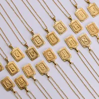 304 Stainless Steel 18K Gold Plated Simple Style Plating Letter No Inlaid Pendant Necklace main image 5