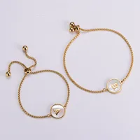 Simple Style Letter 304 Stainless Steel 18K Gold Plated Shell Bracelets In Bulk main image 2