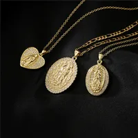 Europe And America Jewelry Copper Micro-inlaid Zircon Virgin Mary Pendant Golden Necklace main image 1
