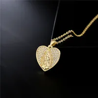 Europe And America Jewelry Copper Micro-inlaid Zircon Virgin Mary Pendant Golden Necklace main image 2