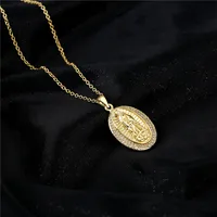 Europe And America Jewelry Copper Micro-inlaid Zircon Virgin Mary Pendant Golden Necklace main image 3