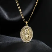 Europe And America Jewelry Copper Micro-inlaid Zircon Virgin Mary Pendant Golden Necklace main image 4