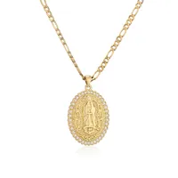 Europe And America Jewelry Copper Micro-inlaid Zircon Virgin Mary Pendant Golden Necklace main image 5