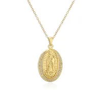 Europe And America Jewelry Copper Micro-inlaid Zircon Virgin Mary Pendant Golden Necklace sku image 1
