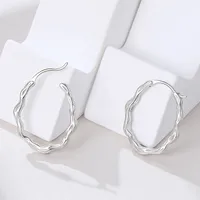 925 Sterling Silver No Inlaid Waves Earrings main image 2