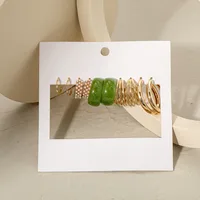 New Normcore Metal Earrings Suit 5 Pairs Of Creative Simple Gold Round Ring Earrings Inlaid Pearl Earrings sku image 10
