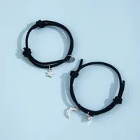 Foreign Ornament Simple Star Moon Couple Girlfriends Handmade Rope Adjustable Magnet Magnetic Bracelet main image 3