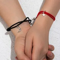 Foreign Ornament Simple Star Moon Couple Girlfriends Handmade Rope Adjustable Magnet Magnetic Bracelet main image 4